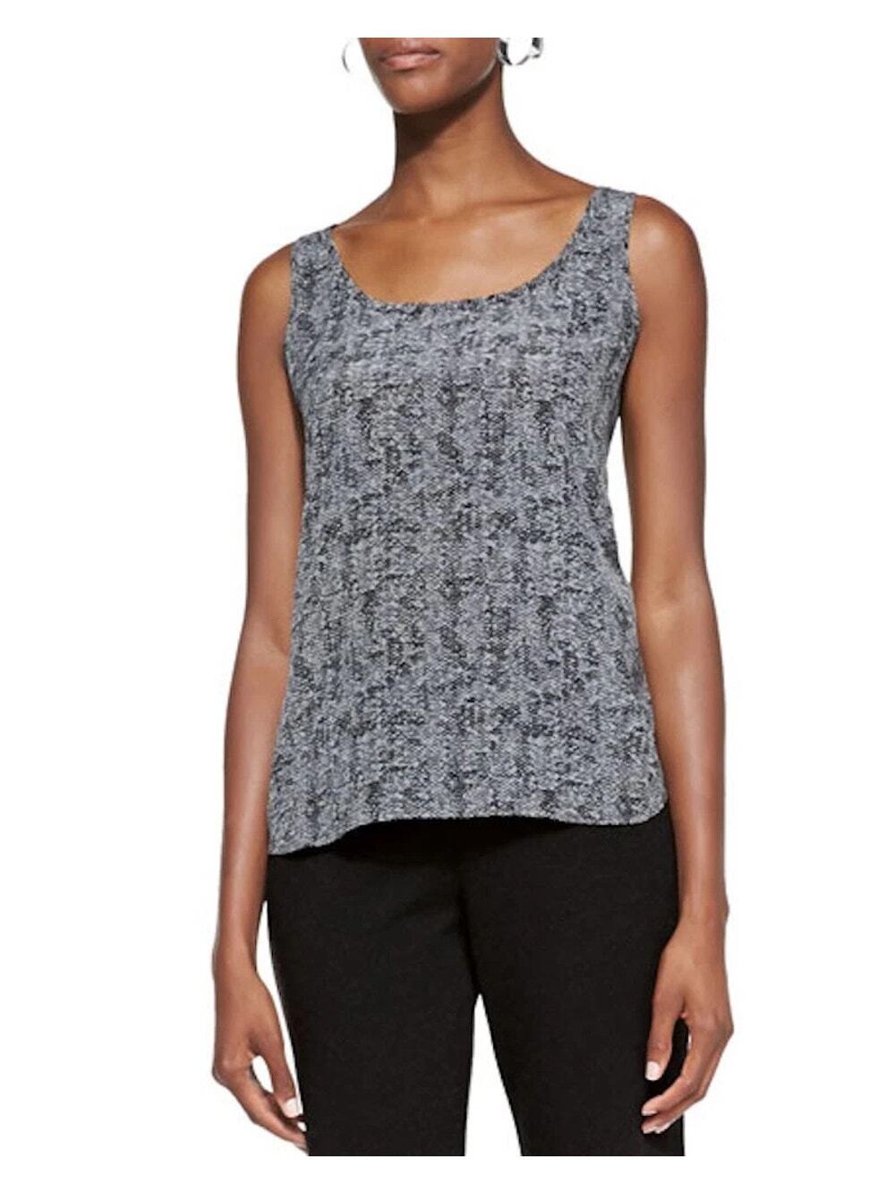 Eileen Fisher Size Medium Crepe de Chine Roadster Snakeskin 100% Silk Blouse